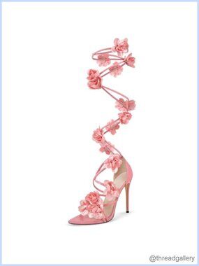 Floral Wrap Knee High Gladiator Sandals Stiletto Heel Women Lace Up